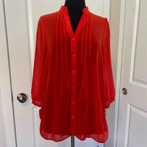 Forever 21 - Chiffon Button Down Blouse - Size Large - Picture 1 of 7